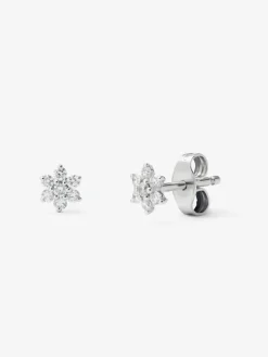 Pendientes de oro blanco de 18K con diamantes en talla brillante de 0,2 cts con forma de estrella