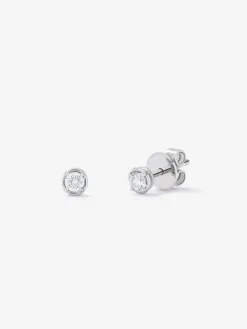 Pendientes de oro blanco de 18K con diamante solitario