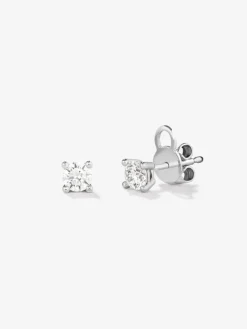 Pendientes de oro blanco de 18K con 2 diamantes en talla brillante con un total de 0,3 cts