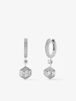 Pendientes de oro blanco de 18K con diamantes en talla brillante de 0,45 cts