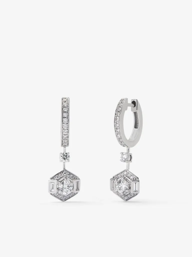 Pendientes de oro blanco de 18K con diamantes en talla brillante de 0,45 cts