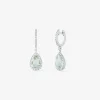 Pendientes de oro blanco de 18K con 2 amatistas verdes en talla pera con un total de 3,32 cts y 72 diamantes en talla brillante con un total de 0,4 cts