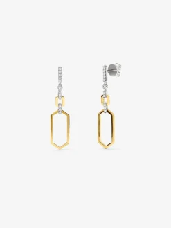 Pendientes de oro blanco y amarillo de 18K con diamantes blancos en talla brillante de 0,2 cts