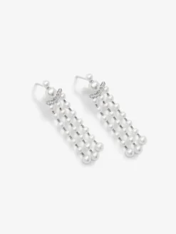 Pendientes de oro blanco con diamantes y perla Akoya