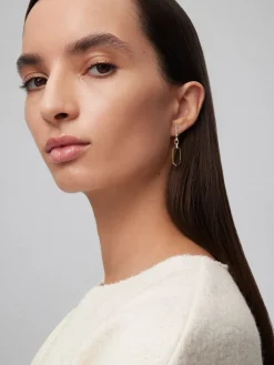 Pendientes de oro blanco y amarillo de 18K con diamantes blancos en talla brillante de 0,2 cts