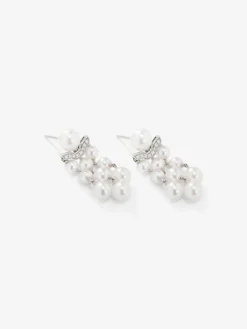 Pendientes de oro blanco de 18K con 20 perlas akoya y 16 diamantes en talla brillante con un total de 0,08 cts