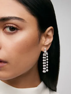 Pendientes de oro blanco con diamantes y perla Akoya
