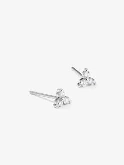 Pendientes de oro blanco de 18K con diamantes blancos en talla brillante de 0,18 cts