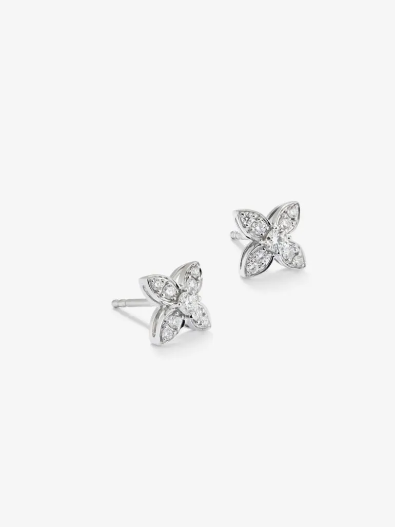 Pendientes de oro blanco de 18K con diamantes blancos en talla brillante de 0,4 cts