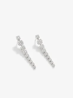 Pendientes de oro blanco de 18K con diamantes blancos en talla brillante de 1,28 cts