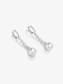 Pendientes de oro blanco de 18K con diamantes en talla brillante de 0,4 cts y perlas australianas de 10,5 mm