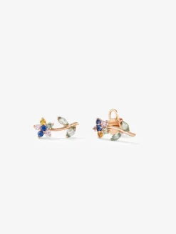 Pendientes de oro rosa con zafiros multicolor