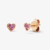 Pendientes de oro rosa de 18K con pavé de zafiros rosas en talla brillante con un total de 0,17 cts