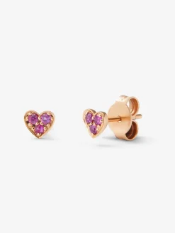 Pendientes de oro rosa de 18K con pavé de zafiros rosas en talla brillante con un total de 0,17 cts