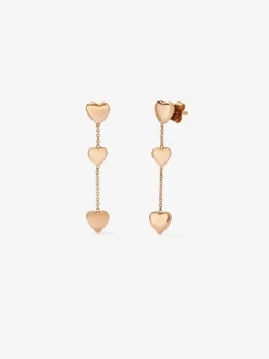 Pendientes de oro rosa de 18K con corazones