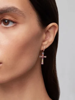 Pendientes de oro rosa de 18kt con zafiros multicolor