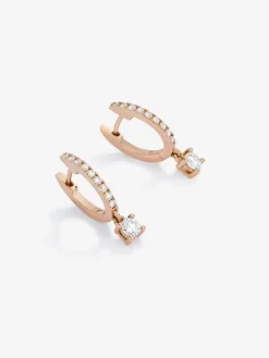 Pendientes de oro rosa de 18K con 20 diamantes en talla brillante con un total de 0,38 cts