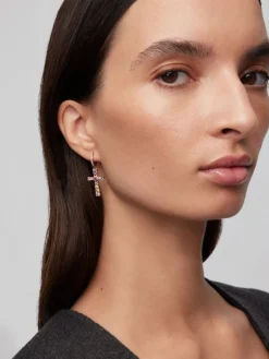 Pendientes de oro rosa de 18kt con zafiros multicolor