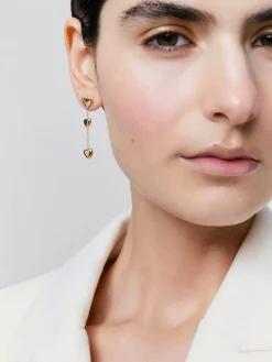Pendientes de oro rosa de 18K con corazones