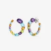 Pendientes de plata 925 con amatistas moradas, peridotos verdes, topacios azul swiss y cuarzos citrinos