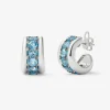 Pendientes de plata 925 con pavé de topacios azul swiss en talla brillante