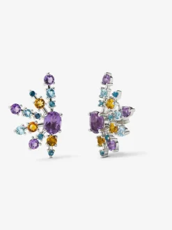 Pendientes de plata 925 con amatistas, topacios y cuarzos citrinos