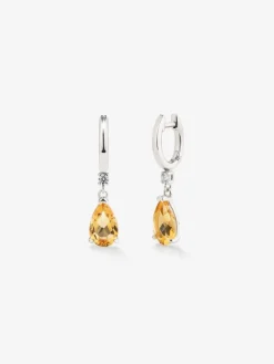 Pendientes de plata 925 con cuarzos citrinos en talla pera