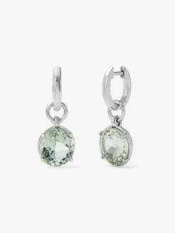 Pendientes de plata 925 con 2 amatistas verdes en talla oval de 5,9 cts
