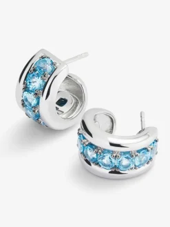 Pendientes de plata 925 con pavé de topacios azul swiss en talla brillante