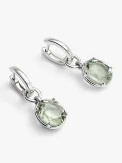 Pendientes de plata 925 con 2 amatistas verdes en talla oval de 5,9 cts