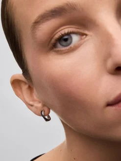 Pendientes de plata 925 con 36 espinelas negras en talla brillante
