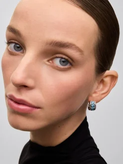 Pendientes de plata 925 con pavé de topacios azul swiss en talla brillante