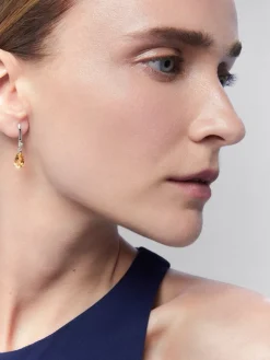 Pendientes de plata 925 con cuarzos citrinos en talla pera