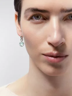 Pendientes de plata 925 con 2 amatistas verdes en talla oval de 5,9 cts