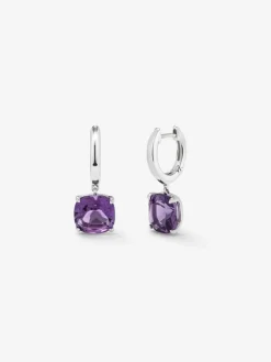 Pendientes de plata con amatistas moradas