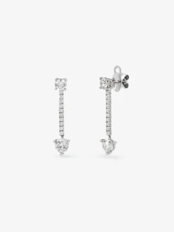 Pendientes desmontables de oro blanco de 18K con diamantes blancos en talla brillante de 3,42 cts