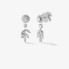 Pendientes desmontables de oro blanco de 18K con diamantes blancos en talla brillante y baguette de 1,31 cts