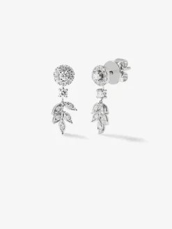 Pendientes desmontables de oro blanco de 18K con diamantes blancos en talla brillante y baguette de 1,31 cts