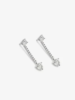 Pendientes desmontables de oro blanco de 18K con diamantes blancos en talla brillante de 3,42 cts