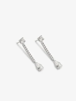 Pendientes desmontables de oro blanco de 18K con diamantes blancos en talla pera y brillante de 3,23 cts