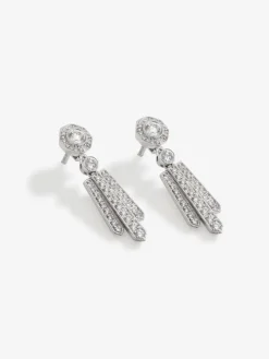 Pendientes desmontables de oro blanco de 18K con diamantes blancos en talla brillante de 0,2 cts