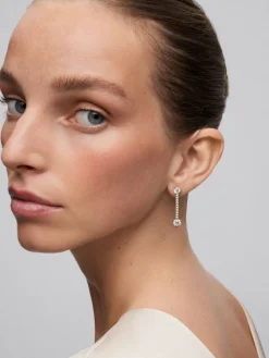 Pendientes desmontables de oro blanco de 18K con diamantes blancos en talla brillante de 3,42 cts