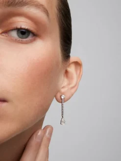 Pendientes desmontables de oro blanco de 18K con diamantes blancos en talla pera y brillante de 3,23 cts