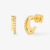 Pendientes doble aro de oro amarillo de 18K con diamantes