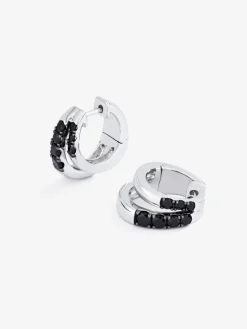 Pendientes doble aro de plata 925 con espinelas