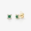 Pendientes flor de oro amarillo de 18K con esmeralda y diamantes
