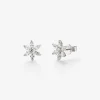 Pendientes flor de oro blanco de 18K con diamantes