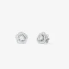 Pendientes flor de oro blanco de 18K con diamantes