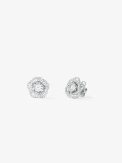 Pendientes flor de oro blanco de 18K con diamantes