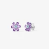 Pendientes flor de plata 925 con topacio y amatista